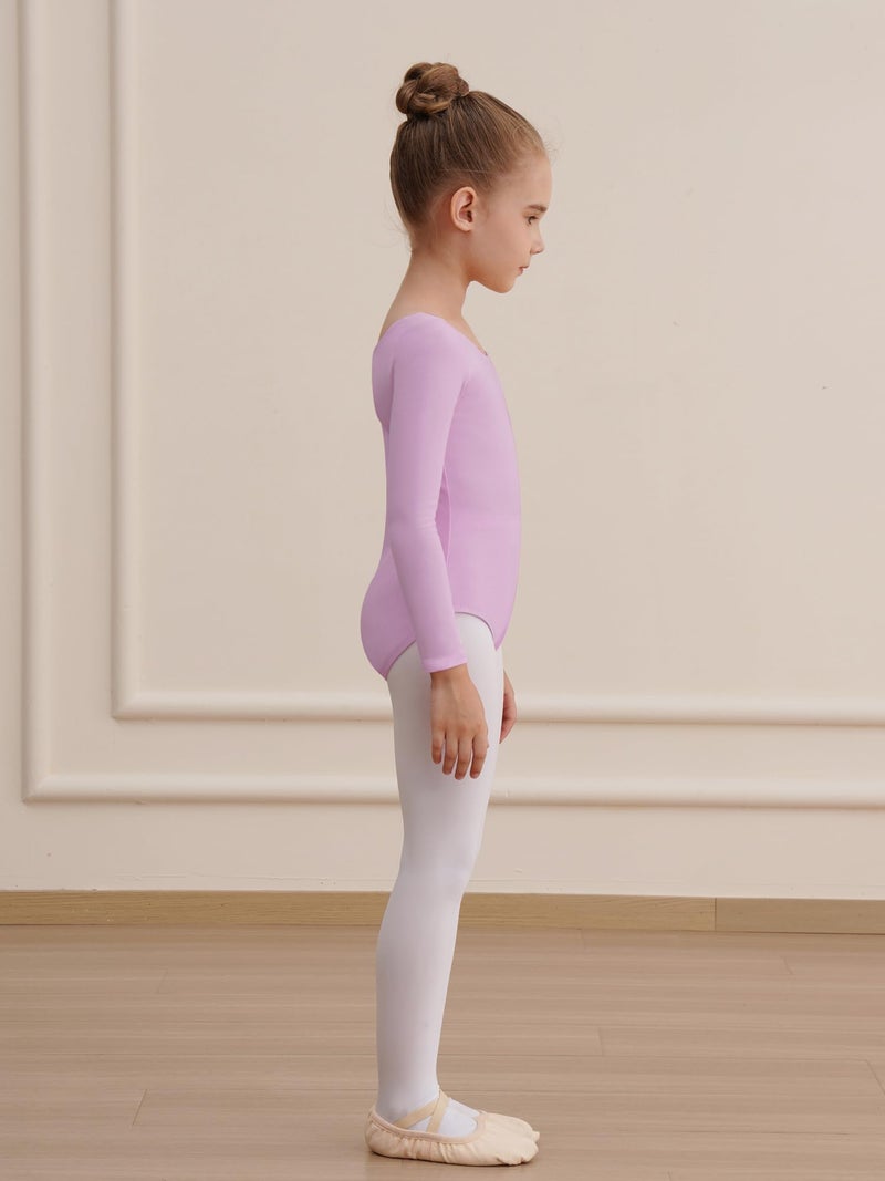 WEGETIT Long Sleeve Black Leotard for Girls Gymnastics Leotards Toddler Dance Ballet Bodysuit (Light Purple,4-6-Years) - Image 4